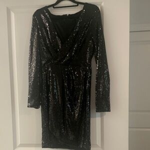 Charlotte Russe Black Sequin Long Sleeve Dress
